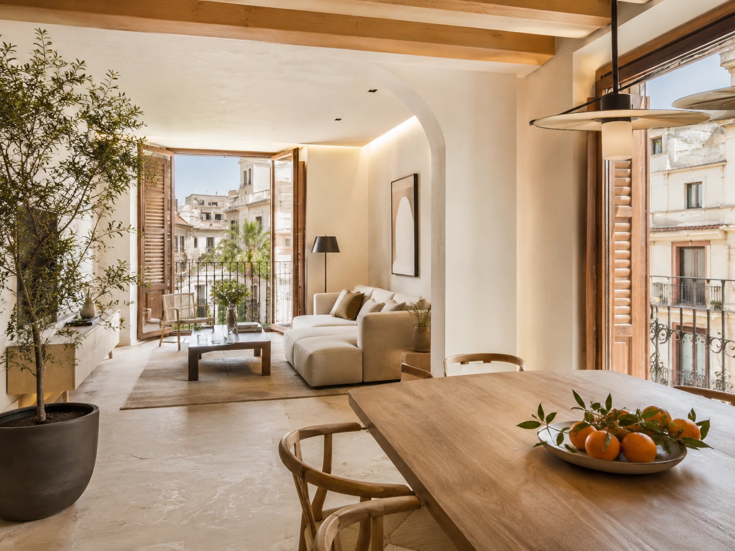 Real home interior with warm timber finishes, open living space, and natural daylight.