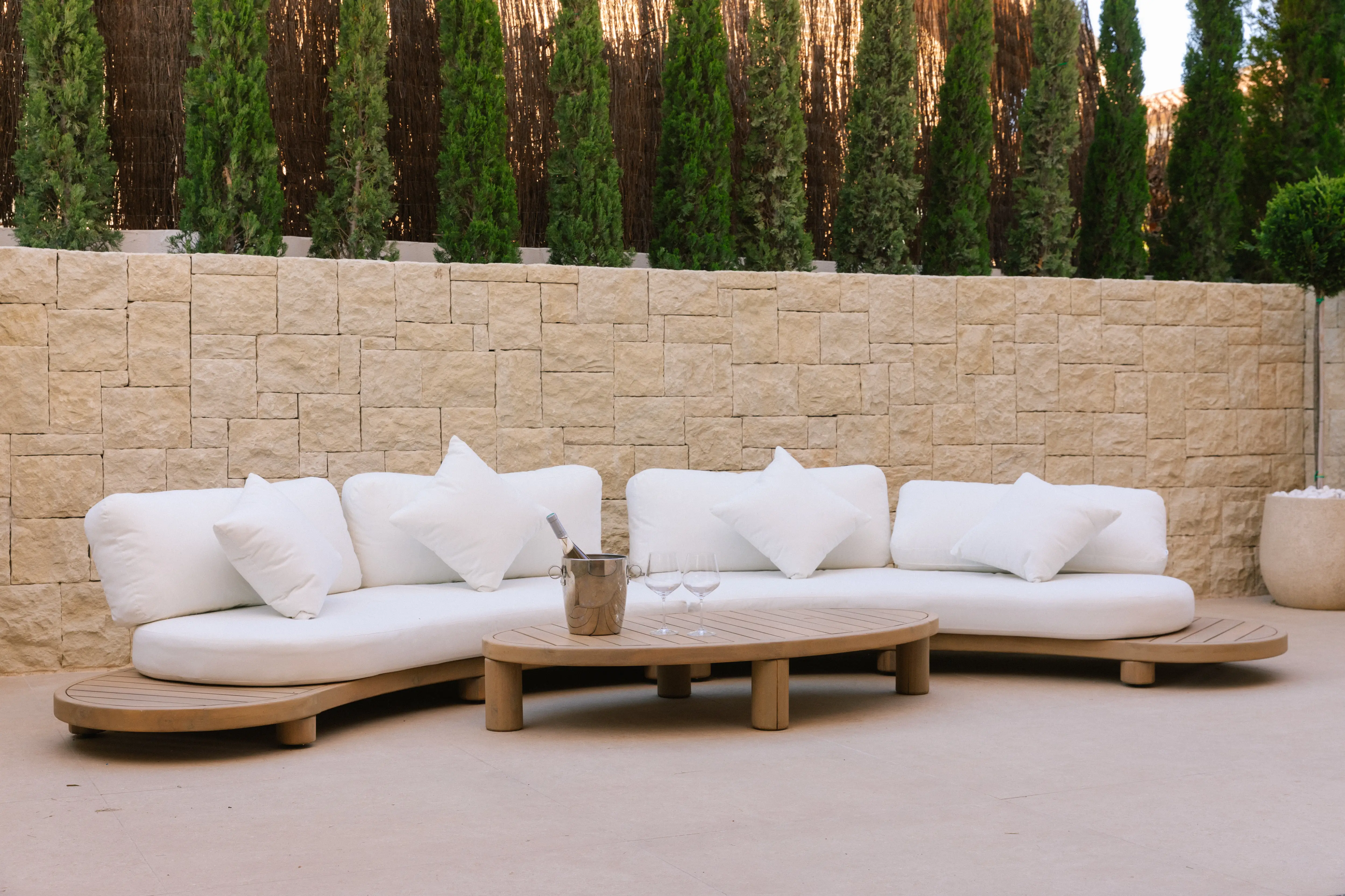Outdoor terrace and pool area after villa renovation in Campolivar Valencia image 74